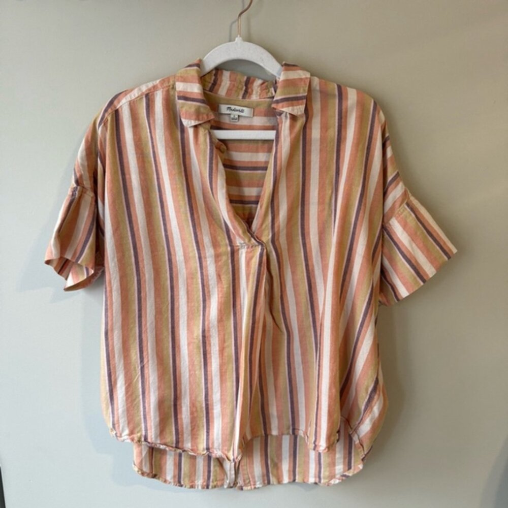 Madewell Pink and Orange Blouse Vibrant Top